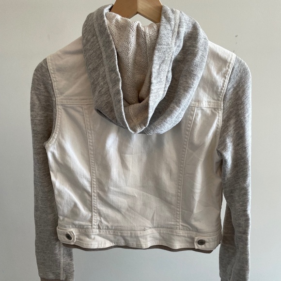 American Eagle White Denim & Terry Fleece Jacket - Picture 2 of 3
